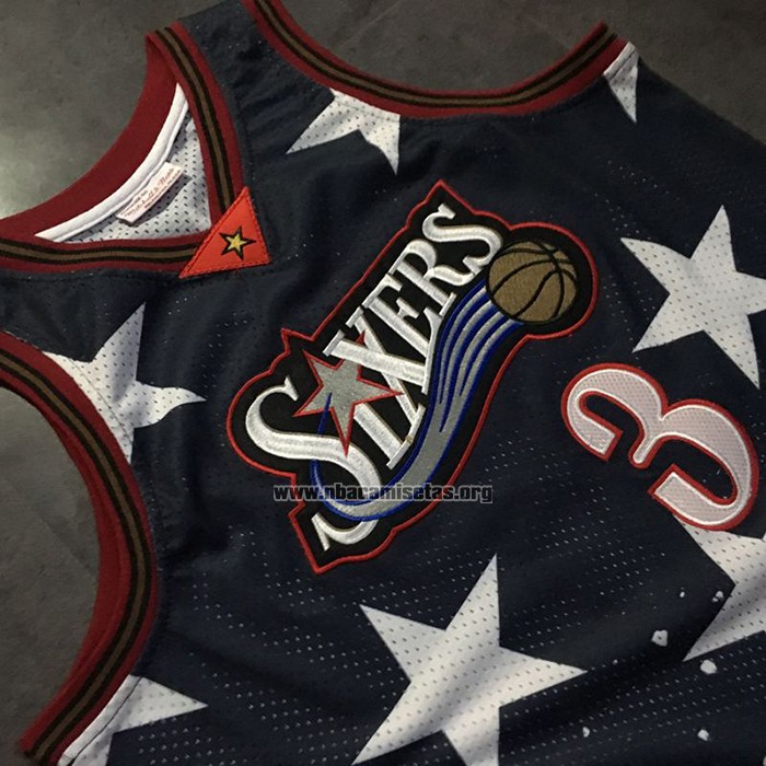 Camiseta Philadelphia 76ers Allen Iverson NO 3 Independence Day Mitchell & Ness Negro